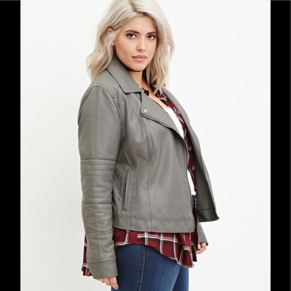 Forever 21+ Grey Moto Jacket 2x